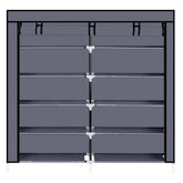 HAOYYE 7 Tiers Portable Shoe Rack with Closet Fabric Cover, Shoe Storage Organizer Cabinet in Gray, Space-Saving Design for Entryway Bedroom or Closet Organization